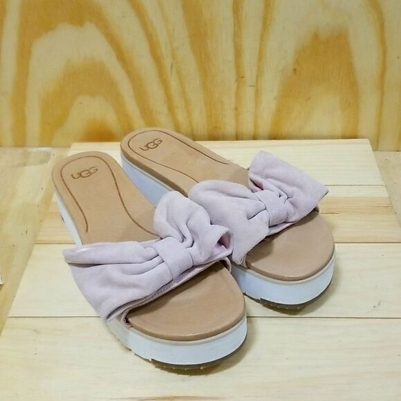 UGG JOAN SEASHELL PINK PLATFORM WEDGE SLIDE SLIPPER US 10 / EU 41 - Picture 1 of 9